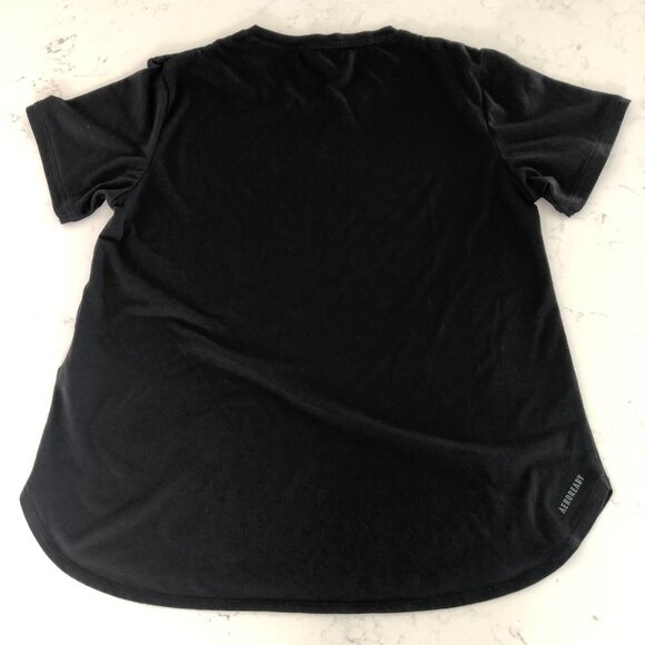 Adidas Activewear Athletic Aeroready SS Crew Neck Top Black White Logo Sz S - Picture 8 of 13